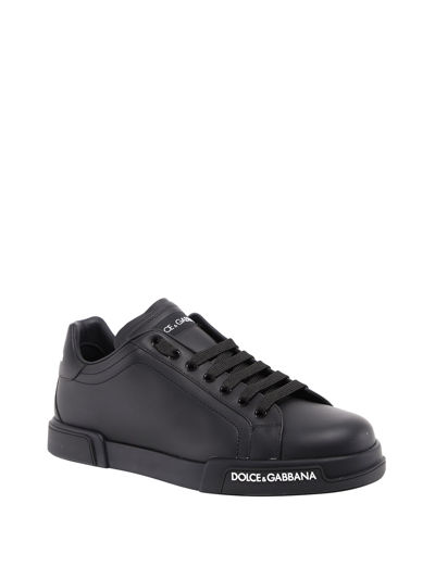 Dolce & Gabbana Round-toe Low-top Casual Shoes In Black