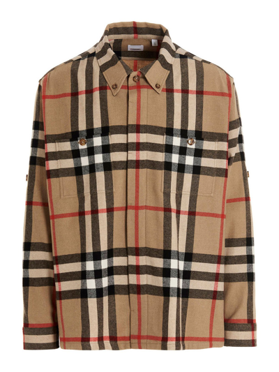 Shop Burberry Check House Shirt In Beige