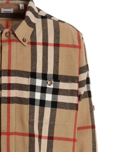 Shop Burberry Check House Shirt In Beige