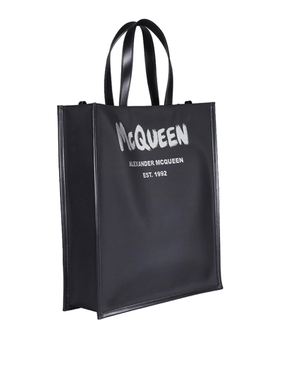 Alexander Mcqueen Black Leather Tote Bag