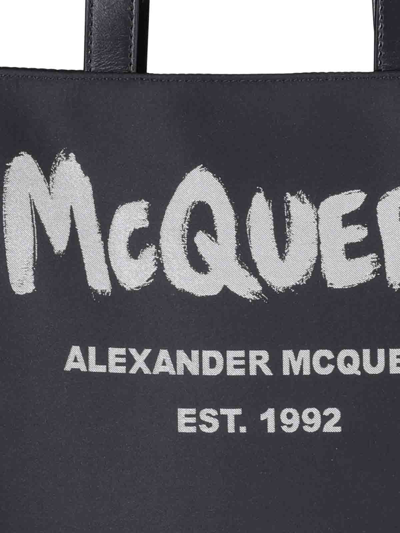 Shop Alexander Mcqueen Black Leather Tote Bag