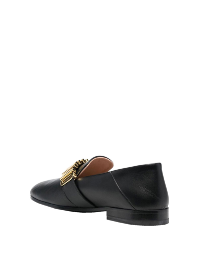 Moschino Metallic Letters Loafers In Black