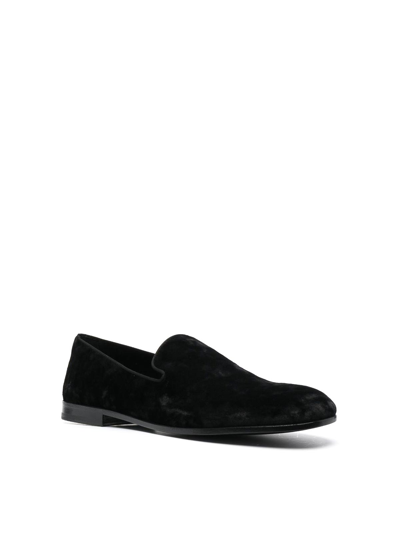 Dolce & Gabbana 'vivaldi' Black Loafers With All-over Logo Lettering In Negro