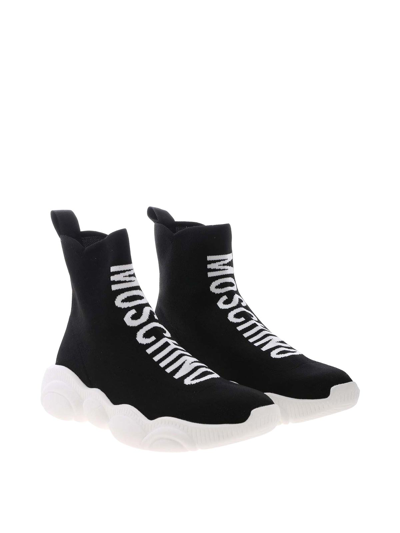 Shop Moschino Socks High Sneakers In Black