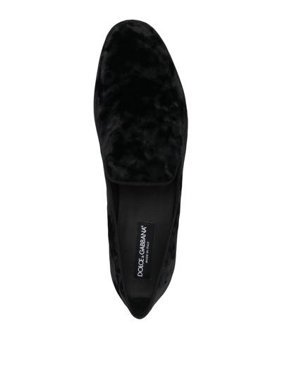 Dolce & Gabbana 'vivaldi' Black Loafers With All-over Logo Lettering In Negro