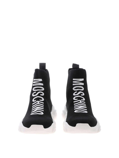 Shop Moschino Socks High Sneakers In Black