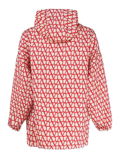 Shop Valentino Toile Iconographe Jacket With Hood In Red