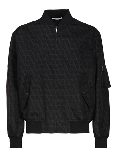 Shop Valentino Iconographe Bomber Jacket In Black