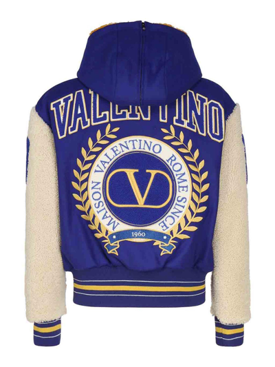 Shop Valentino Woolen Cloth Bomber In Multicolour