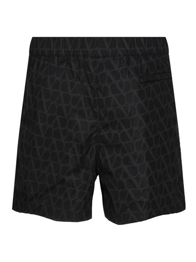 Valentino Nylon Swimsuit With Toile Iconographe Print In Black