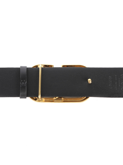 Valentino Black Vlogo Signature Leather Belt In Negro