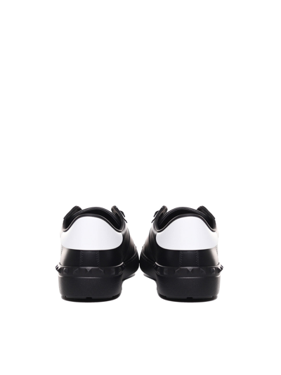 Shop Valentino Calfskin Sneaker With Logo Print In Black