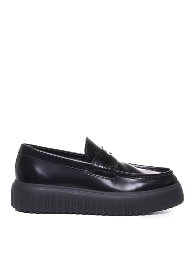 Shop Hogan H-stripes Loafers In Negro