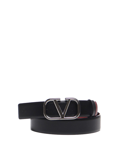Shop Valentino Vlogo Signature Reversible Belt In Silver