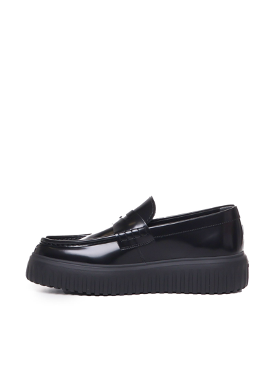 Shop Hogan H-stripes Loafers In Negro