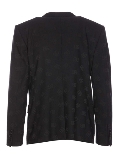 Dolce & Gabbana Sicilia Single-breasted Monogram Jacket In Black