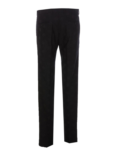 Shop Dolce & Gabbana Dg Logo Jacquard Stretch Wool Pants In Black