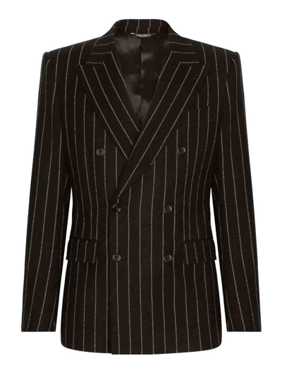 Dolce & Gabbana Jacket In Pinstripe Stretch Wool In Light Pink