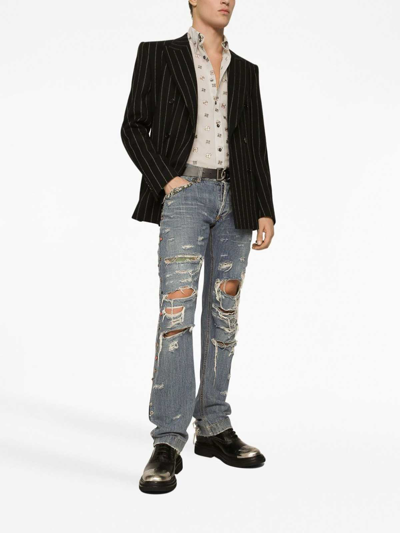 Dolce & Gabbana Jacket In Pinstripe Stretch Wool In Light Pink