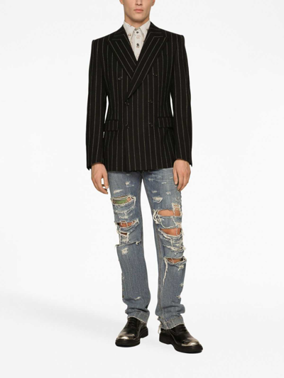 Dolce & Gabbana Jacket In Pinstripe Stretch Wool In Light Pink