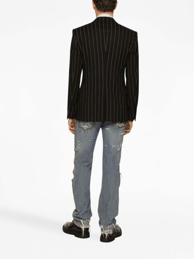 Dolce & Gabbana Jacket In Pinstripe Stretch Wool In Light Pink