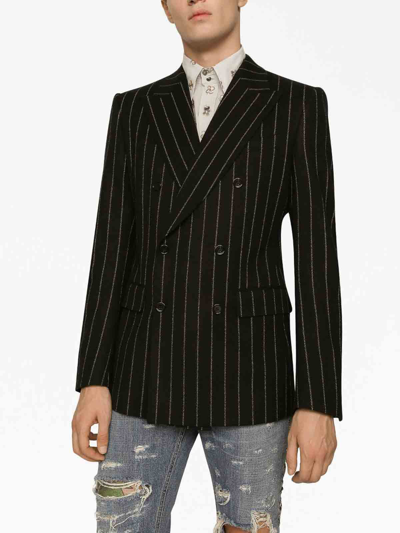 Dolce & Gabbana Jacket In Pinstripe Stretch Wool In Light Pink