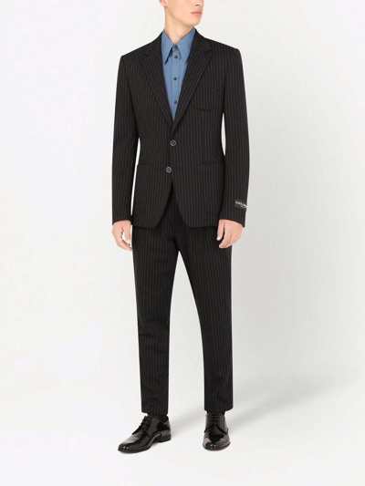 Shop Dolce & Gabbana Striped Jersey Blazer In Black