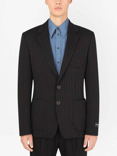 Dolce & Gabbana Striped Jersey Blazer In Black