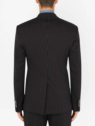 Shop Dolce & Gabbana Striped Jersey Blazer In Black