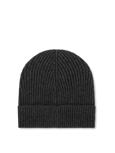 Dolce & Gabbana Logo-patch Knitted Beanie Hat In Grey