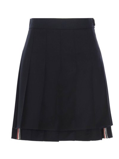 Shop Thom Browne Pleated Skirt In Blue In Azul