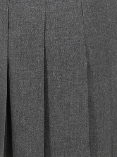 Thom Browne Wool Miniskirt With Pleated Design And Side Stripe Detail In Grey