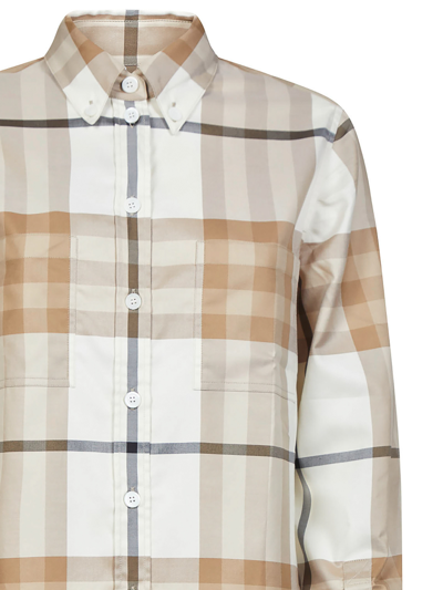 Shop Burberry Tartan Shirt With Button-down Collar In White