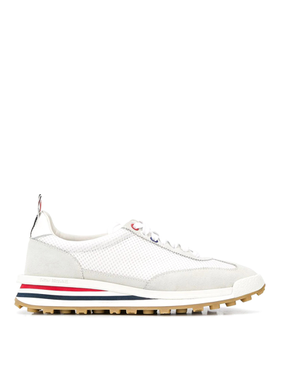 Thom Browne Mesh-detail Tech Runner Sneakers In Crema