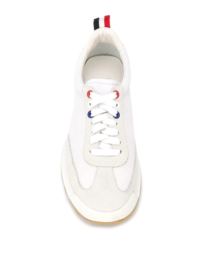 Thom Browne Mesh-detail Tech Runner Sneakers In Crema