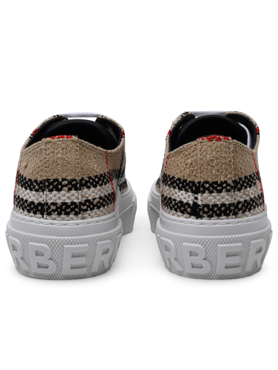 Shop Burberry Jack Sneaker In Beige Cotton Blend