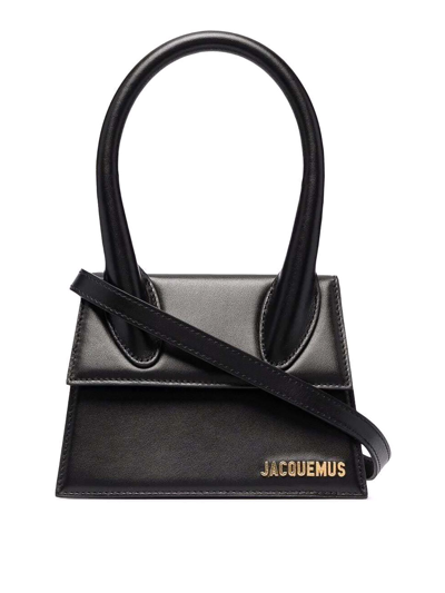 Jacquemus Le Chiquito Moyen Leather Top Handle Bag In Black