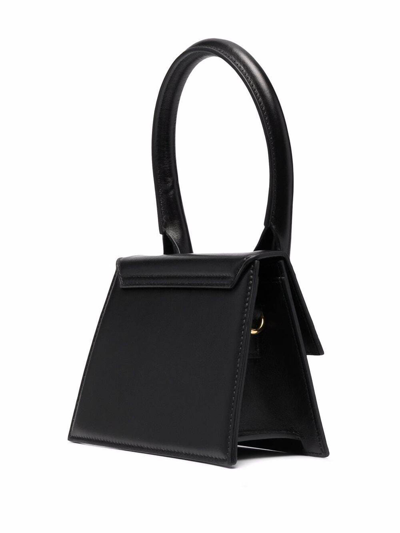 Jacquemus Le Chiquito Moyen Leather Top Handle Bag In Black