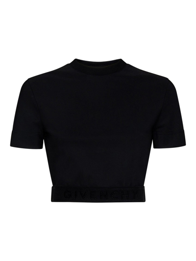 Shop Givenchy Black Stretch Jersey Cropped T-shirt