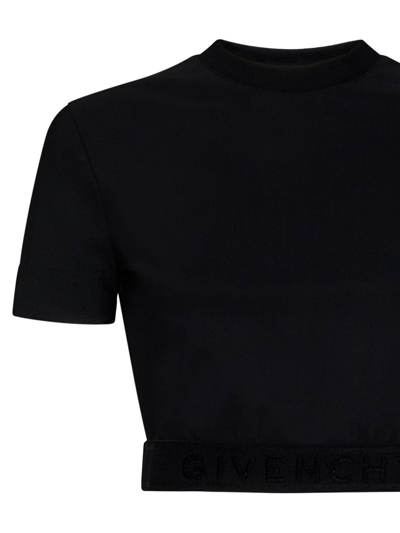 Shop Givenchy Black Stretch Jersey Cropped T-shirt