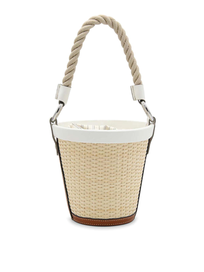 Shop Maison Margiela White Woven Raffia Satchel Bag