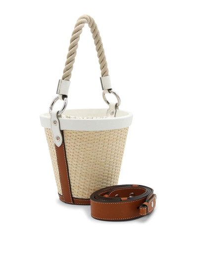 Shop Maison Margiela White Woven Raffia Satchel Bag