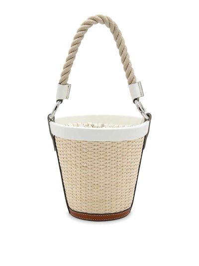 Shop Maison Margiela White Woven Raffia Satchel Bag