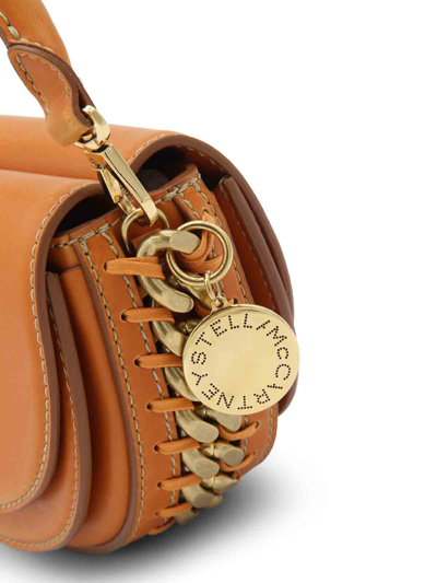 Shop Stella Mccartney Orange Faux Leather Frayme Shoulder Bag In Pink