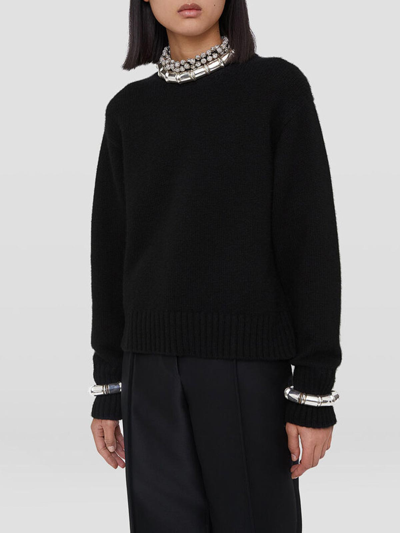 Jil Sander Cashmere Crew Neck Sweater In Negro