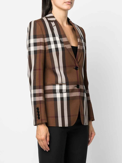 Shop Burberry Exploded Check Single-breasted Blazer In Brown