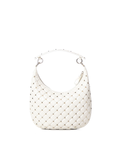 Shop Valentino Small Rockstud Spike Tote Bag In White