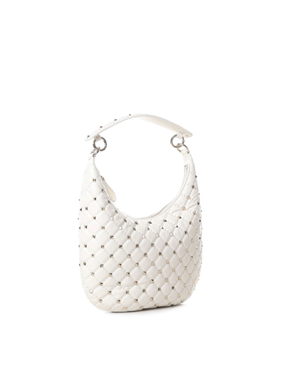 Shop Valentino Small Rockstud Spike Tote Bag In White