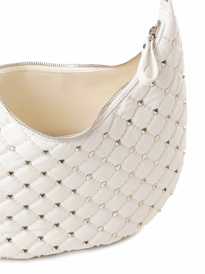 Shop Valentino Small Rockstud Spike Tote Bag In White