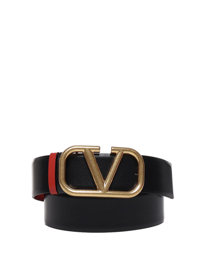 Shop Valentino Belt With Vlogo Buckle In Red